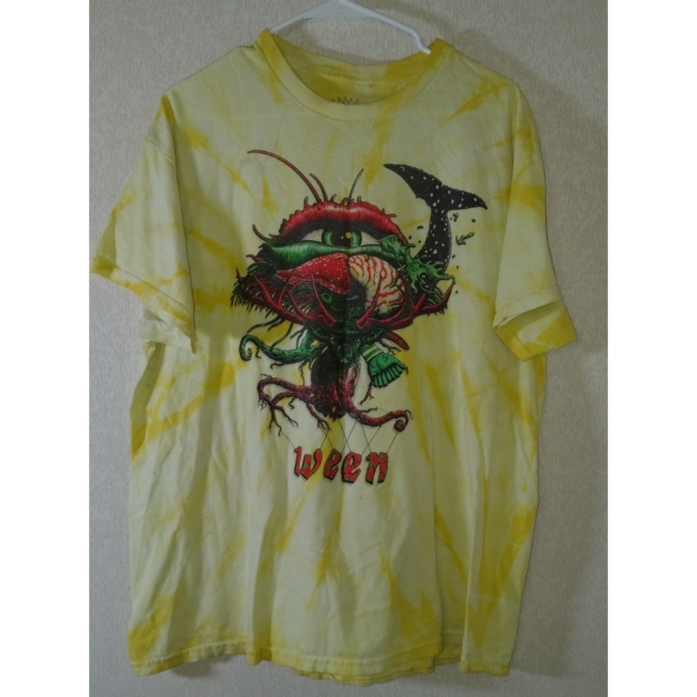 WEEN Mollusk Eye Graphic Men's Yellow Tie Dye Band Tee XL INDIE ALTERNATIVE ROCK